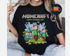 Футболка MomCraft, Футболка по фильму Minecraft, Игровой жакей на курице, Унисекс футболка ко Дню отца