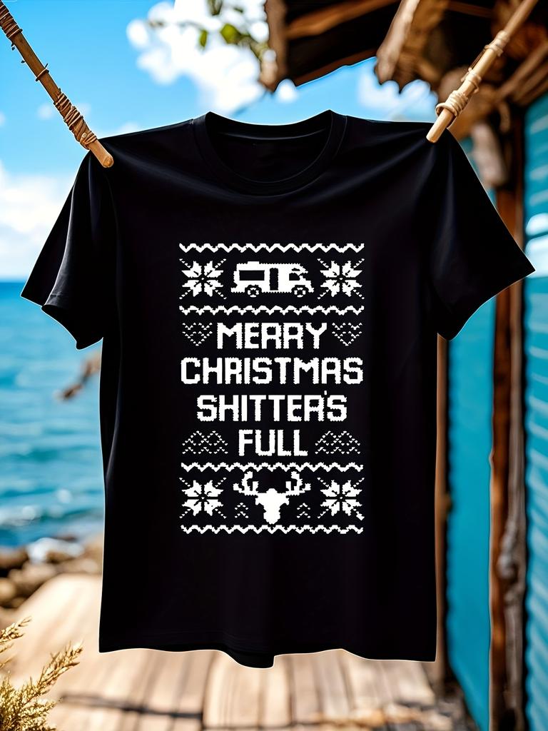 New Funny Ugly Christmas Shitters Full Mens Tshirt RED ug...