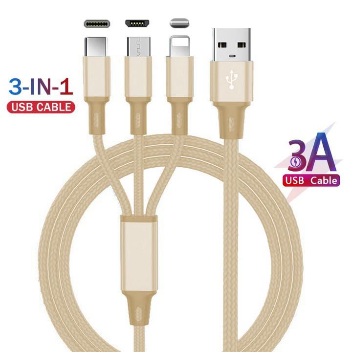 3 в 1 быстрый кабель для мобильного телефона быстрое зарядное устройство Micro USB кабель тип C Android зарядный кабель для iPhone 3 кабель для зарядки данных