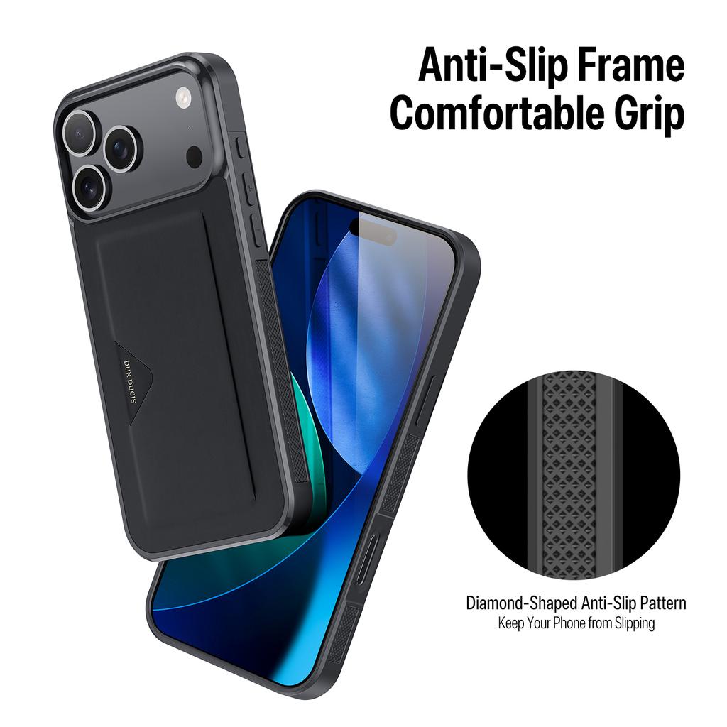 Чехол для iPhone 17 Pro DUX DUCIS Серия Pocard Держатель для карт Кожа+ПК+ТПУ Чехол для телефона