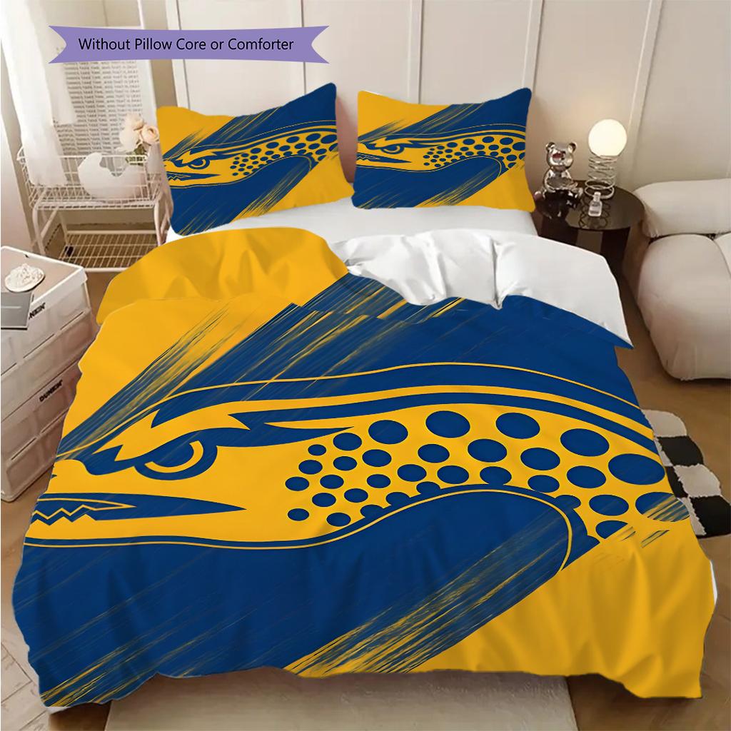 Parramatta Eels Pattern Bedding Quilt Set Quilt Cover Pillowcase Home Decoration Birthday Gift (1 * duvet cover + 2 * pillowcase, without core)
