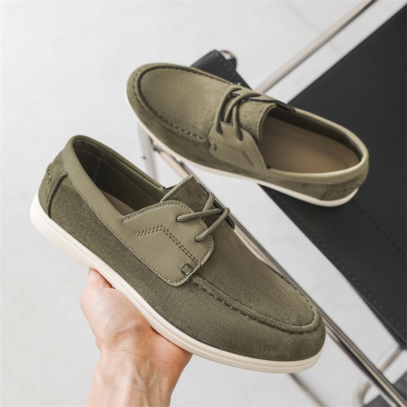 Деловая обувь из замши с круглым носком, удобная повседневная обувь, нейтральная, противоскользящая, повседневная обувь, зеленые спортивные туфли, новинка 2025 года