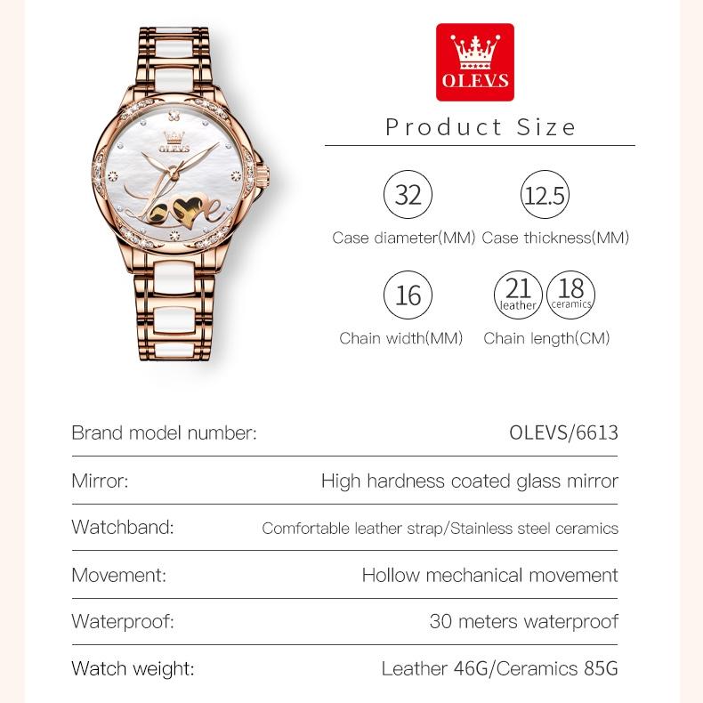 OLEVS Brand Watches Automatic Mechanical Watches Niche Women Watch Women