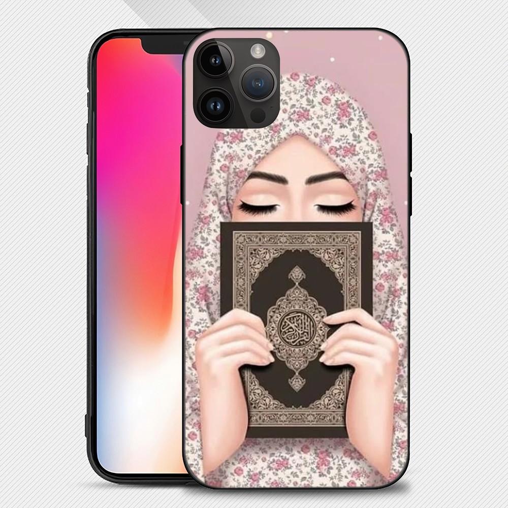 Muslim Islamic Arabic Hijab Face Gril Eyes Koran Phone Case Iphone15 14 13 12 11 Pro Max Mini X 7 8 Soft Case