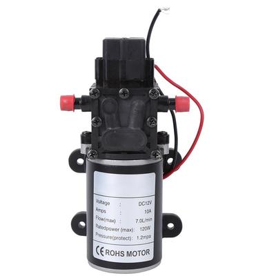 Интеллектуальный мембранный насос высокого давления DC12V 120W 7Lmin 10mm правый выход воды 12V двигатель