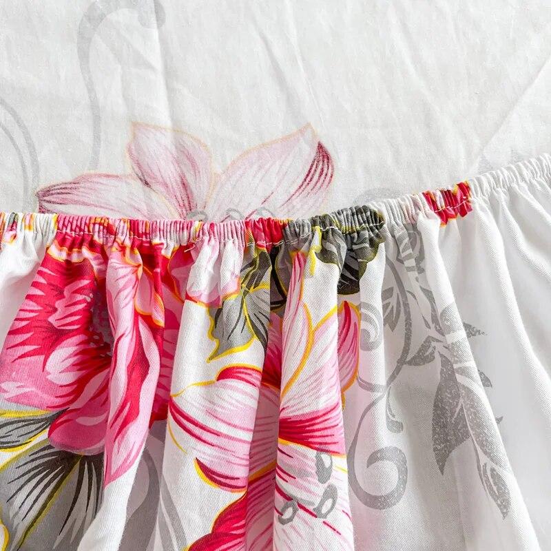 European Style Floral Pattern,100% Cotton,Bed Sheet With Elastic Band160x200,No Pillowcase,Soft Breathable,133x72 Fabric