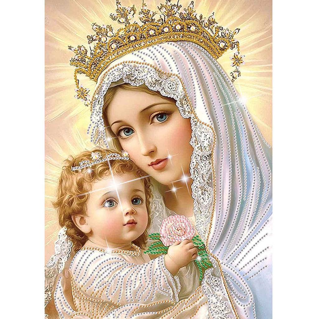 Virgin Mary Partial DIY 5D Special Shaped Drill Diamond Painting Kit for Adults/Beginners Gift Idea Home Decor 30x40cm