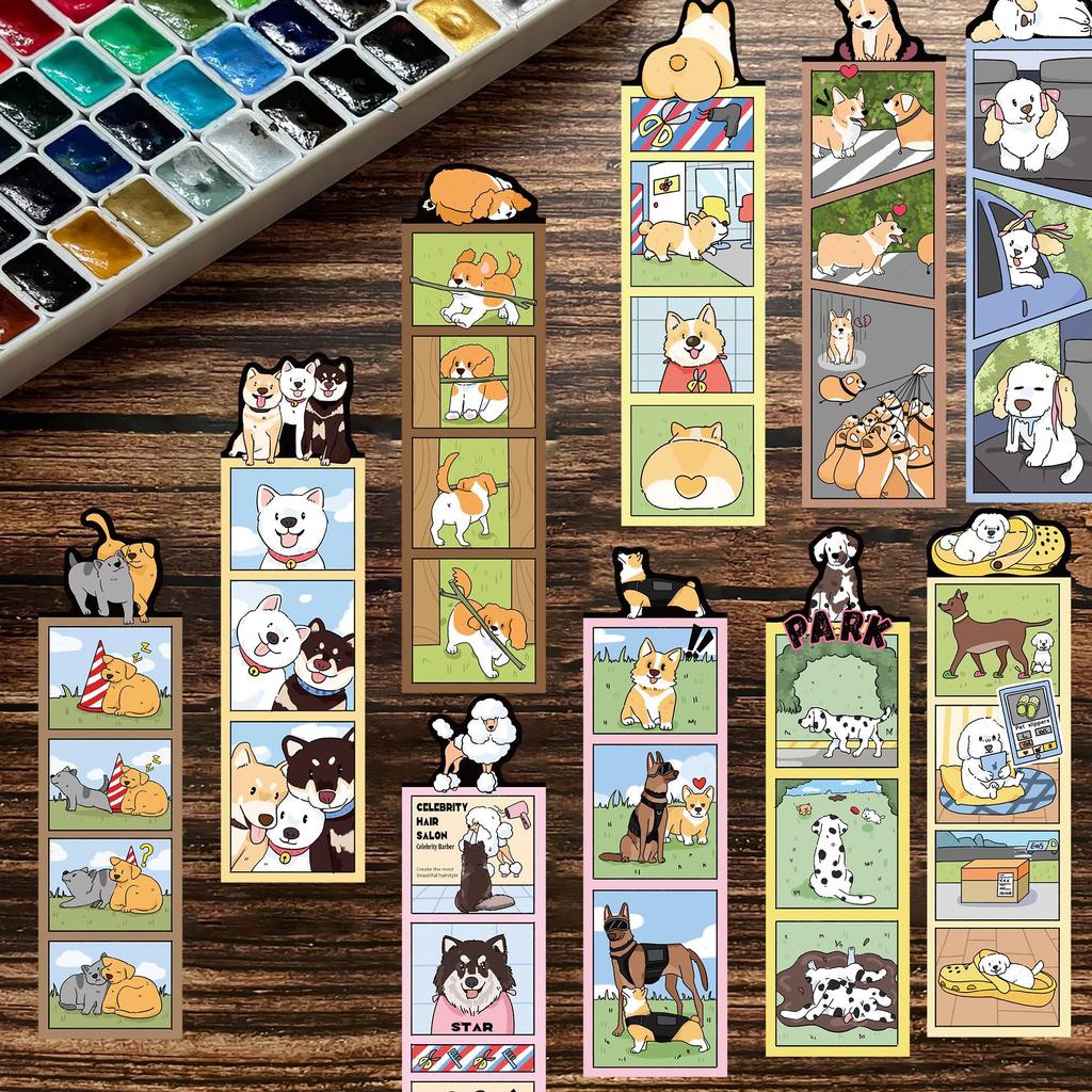 30 Cartoon Dog World Bookmarks Simple Hand Account Creative Materials Ins Reading Paper Bookmarks Can Be DIY