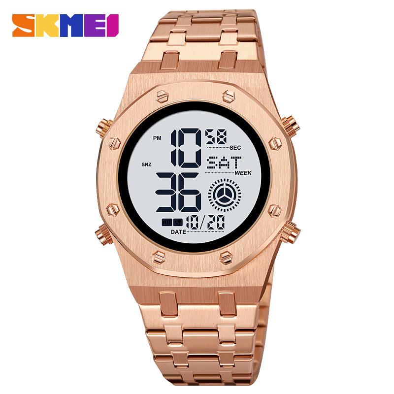 Moment Beauty 2024 Новые мужские спортивные часы Многофункциональные водонепроницаемые электронные часы из нержавеющей стали со светодиодами