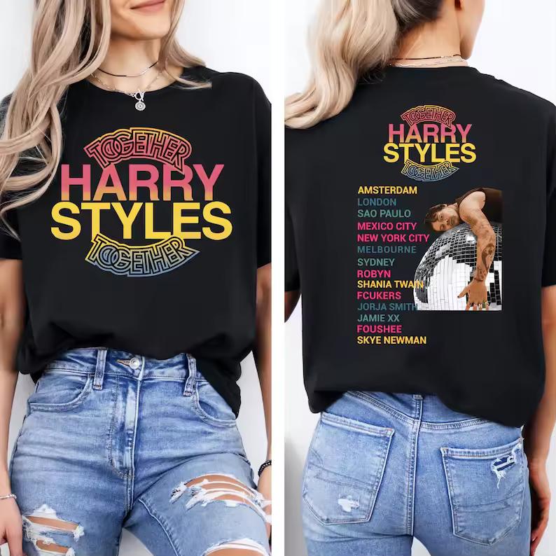2026 Harry Styles Together Tour T-Shirt Unisex O-Neck 100% Cotton Short Sleeve Y2k Oversized Tee Fans Gifts Concert Loose Tops
