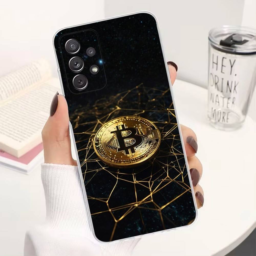 Цифровая валюта Bitcoin Для Samsung A30,71,51,S9,10,20,Ultra,S22,23,21,PIus,FE,Lite, Прозрачный, Силиконовый Чехол