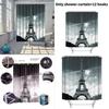 Eiffel Tower Polyester Shower Curtain With Scenic Landscape And Bridge Design For Home Use