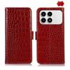 Crocodile Texture Top Layer Cowhide Leather Phone Case For Redmi K100 Pro Max/Poco F9 Ultra 5G, RFID Card Slot Kickstand Wallet Protective Cover