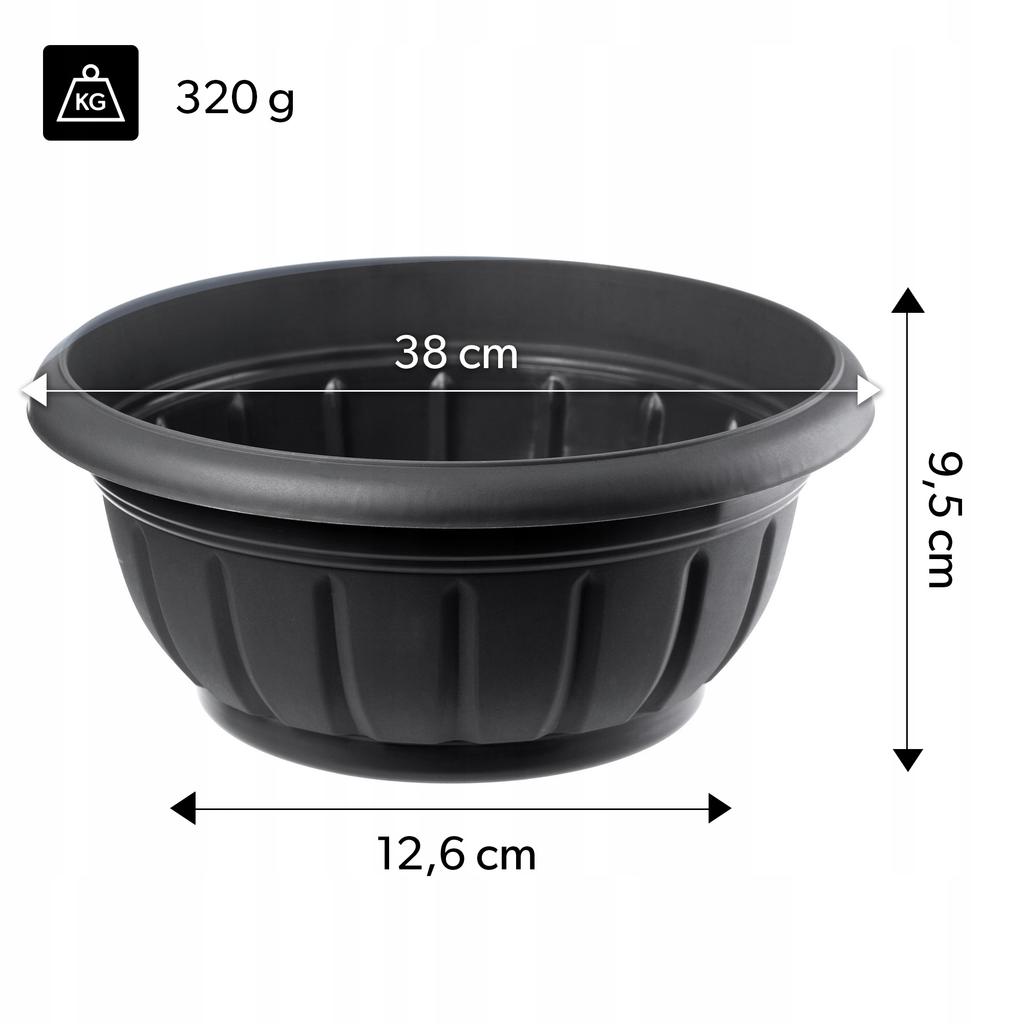 KADAX misa cmentarna Donica Plastikowa Na Kwiaty 38 cm Antracyt