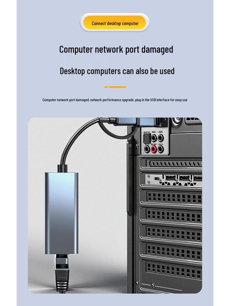 Dual-Head USB Type-C To RJ45 Gigabit Network Card, 100M/1000, Driver-Free