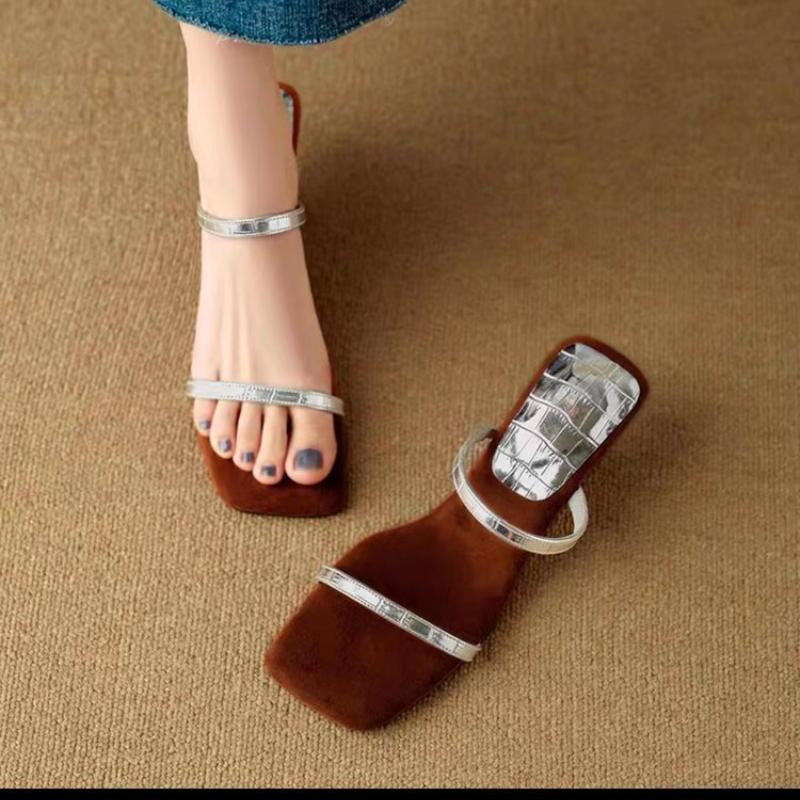 Мода 2024 Лето Женские тапочки Модные Элегантные Толстые Каблуки Шлепанцы Дамы Элегантные Платья Для Вечеринок Сандалии Обувь