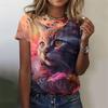 Fashion Womens T-shirt 3D Cats Print Tees Tops Harujuku Animal T Shirt Female Clothing Oversized Summer Top 2024 Women's T-shirt