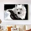 Black Crow White Wolf Canvas Painting Watercolor Animal Posters and Prints Wall Art Pictures for Living Room Decoration Cuadros