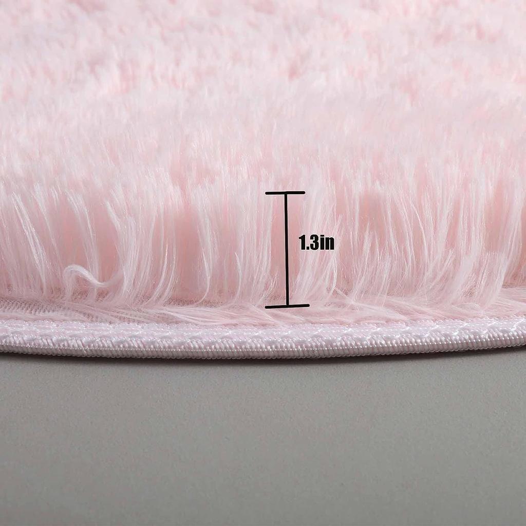 Розовый Круглый Ковер Пушистый Мягкий Коврик для Пола Детская Комната Девочек Замок Принцессы Плюшевый Ковер Гостиная Домашний Декор