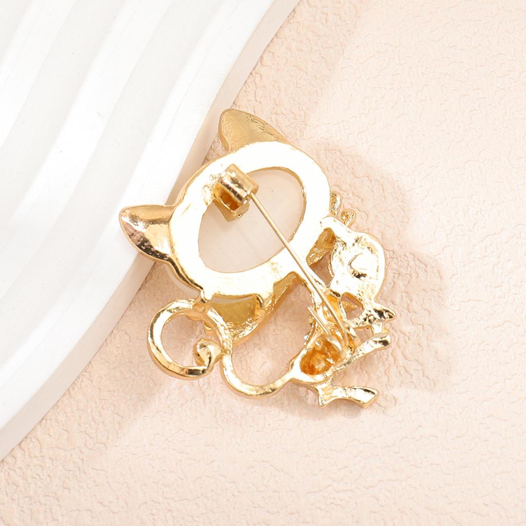 Animal Cute Cat Rhinestone Brooch Personalized Creative Kitten Corsage Suit Accessories Collar Pin Out