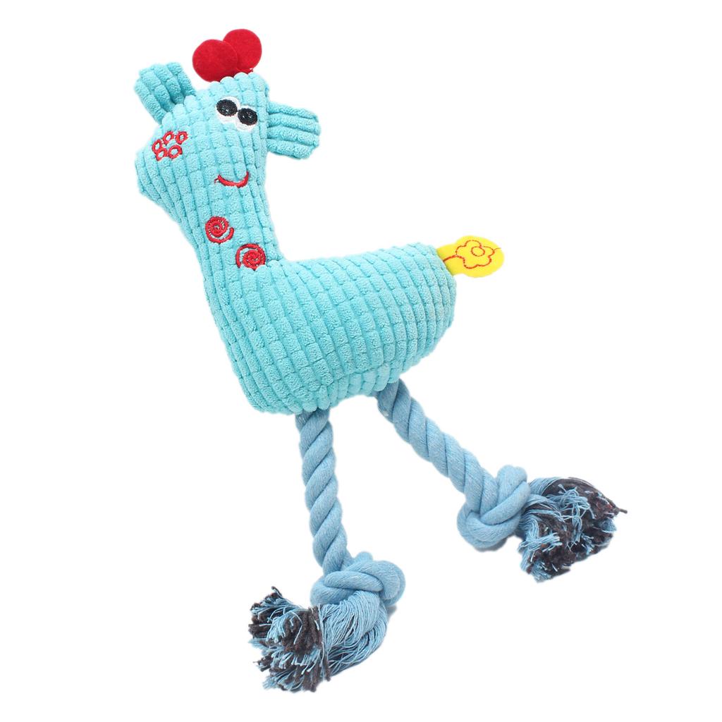 Dog Plush Toy Puppy Chewing Woven Rope Flannel Giraffe Shape Safe Cute for Pet Teeth Cleaning Sky