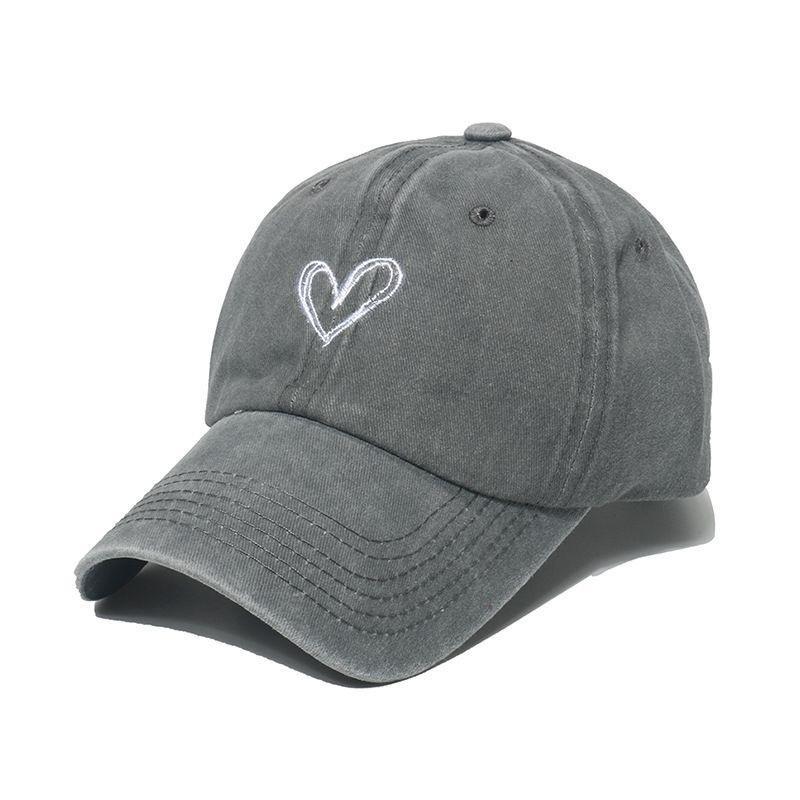 New Outdoor Fashion Sport Baseball Caps For Women Love Heart Embroidery Hat Cap Female Washed Cotton Dad Hat