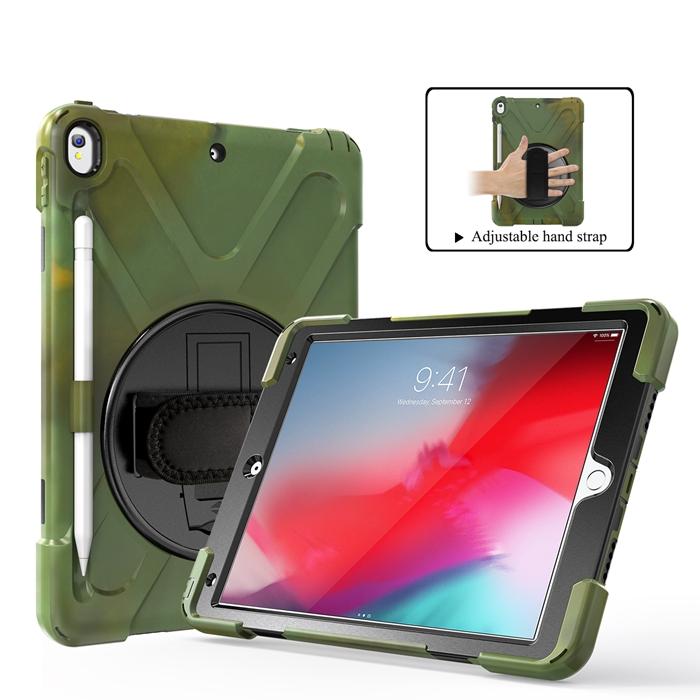 Kickstand Tablet Case for iPad Air 3 2019 / Pro 10.5 2017 Hand Strap Pencil Holder Rugged Hybrid Armor Shockproof Stand Cover