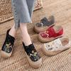 Fashion Flower Embroidered Women Handmade Linen Cotton Slip On Espadrilles Loafers Comfortable Sneakers Casual Walking Shoes 2024
