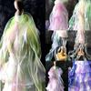 Transparent Silver Silk Water Wave Ruffles Fabric Designer Accessories Laser Gradient Lace