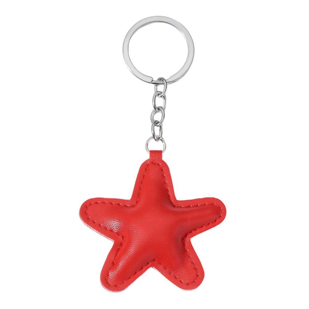 Fashion Leather Keyring Car Key Holder Colorful Pendant Charm Star Shape Keychain Gift