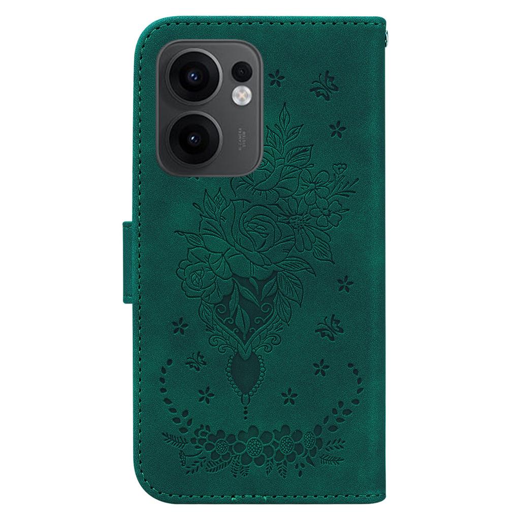 For Oppo Reno13 F 5G Case PU Leather Wallet Phone Cover Butterfly Flower Imprint