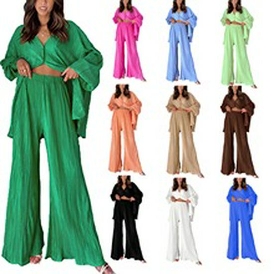 2024 European & American Women's Autumn Cotton-Linen Commuter Suit: Loose Jacket & Pants Set