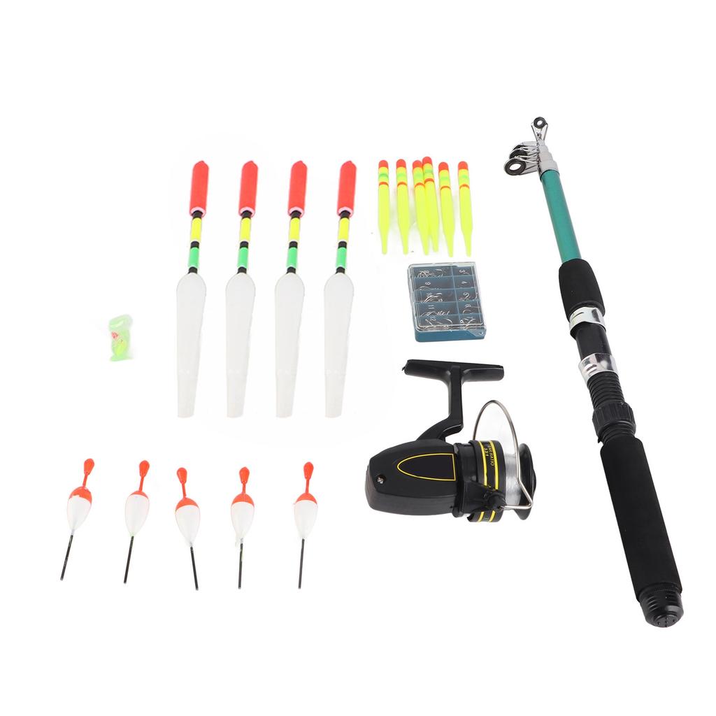 Portable Fishing Rod Reel Set Pole Reel with Line Full Kit Hooks with Storage Box Floats