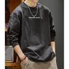 [EASTEMPO] t-shirt men's spring long sleeve Fashionable cotton Plain color casual Relaxing large size (JP, alphabet, XL, black)