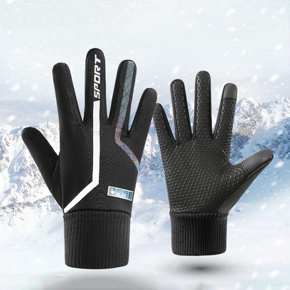Touch Screen Plush Winter Warm Gloves Windproof Motorcycle Cycling Gloves For Women Man