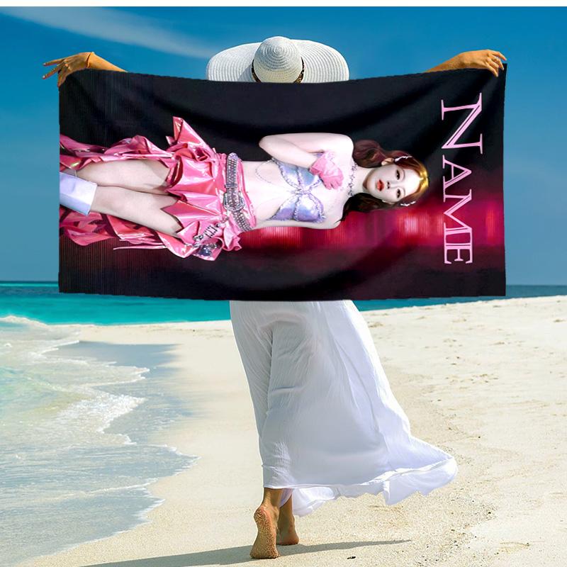 Personalized customized proof beach towel with Wonyoung pattern - soft, absorbent,quick-drying,perfect swimming,camping&bathing