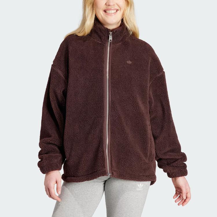 adidas Originals Essentials Куртка с длинным рукавом с флисовым воротником Женская верхняя одежда Темно-серый коричневый IM3898