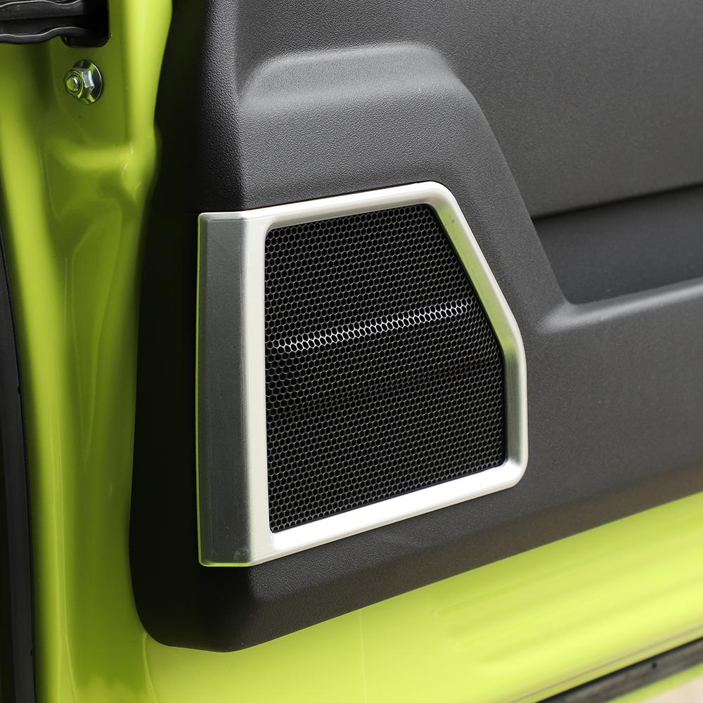 Автомобильный ABS дверной динамик, декоративная накладка, наклейки для Suzuki Jimny 2019 up, серебристый, красный, углеродное волокно, 2 шт.