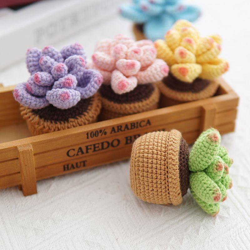 Hook Woven Dolls Finished Products Succulent Woven Flower Bouquets Knitted DIY Material Covers Beginner Sunflower Weaving Self-made