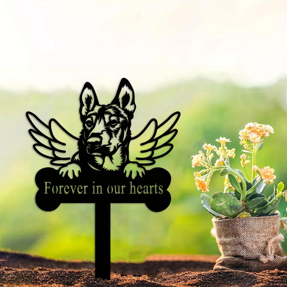 Charming 1pc Iron Art Dog Grave Marker - Memorial Stake At Christmas. Heartwarming Memorial Gifts for Losing a Pet