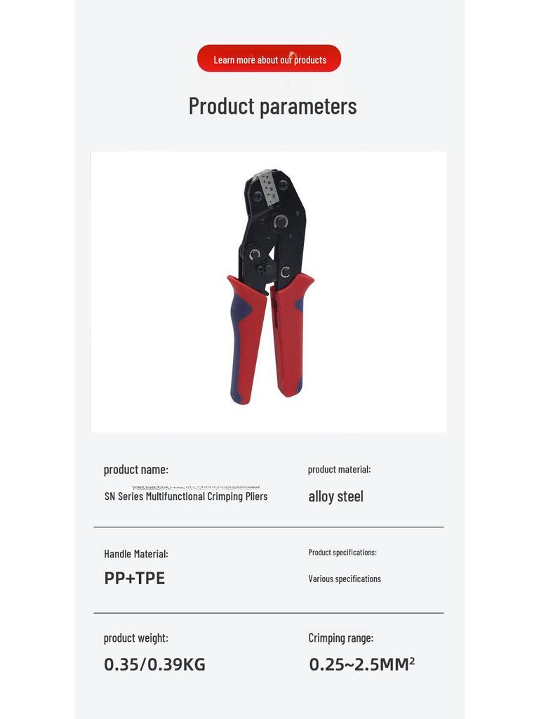 SN Multi-Function Ratchet Crimping Pliers for Spring and Bare Terminals
