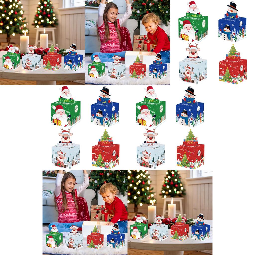 Christmas Themed Santa Claus Snowman Pattern Money Box For Holiday Party Decor And Gift Giving