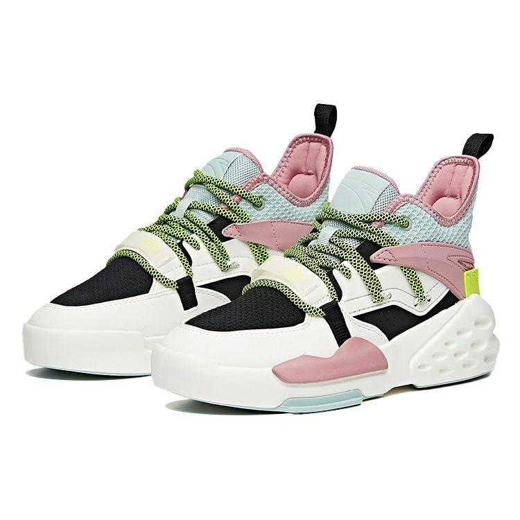 Anta Bastard Mesh Mid top Skateboard Shoes Women's White Black Pink 122018087-5