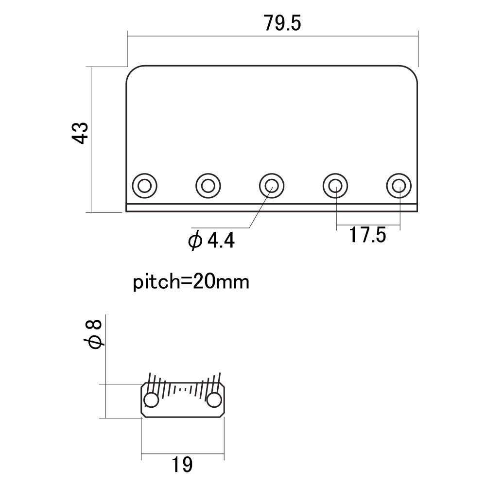 Scud Vintage Style Bass Bridge with Spiral Saddles, Nickel, T-117N/S