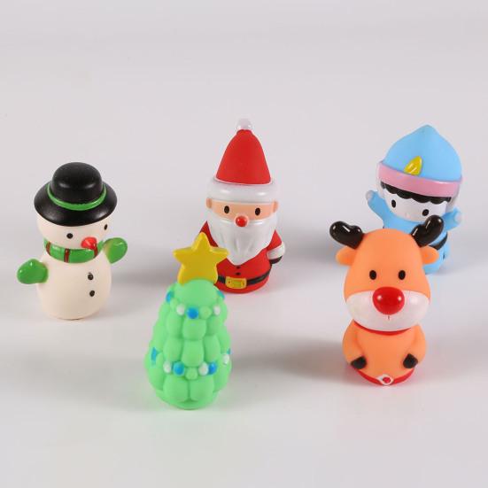 5Pcs/Set Christmas Finger Puppets Silicone Elk Santa Claus Snowman Christmas Tree Character Toys Role-Playing Storytelling Learning Finger Puppet Toys