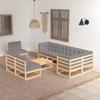Day and Night - Day and Night Garden Furniture Set 9 Pieces and Cushions Solid Pine Wood