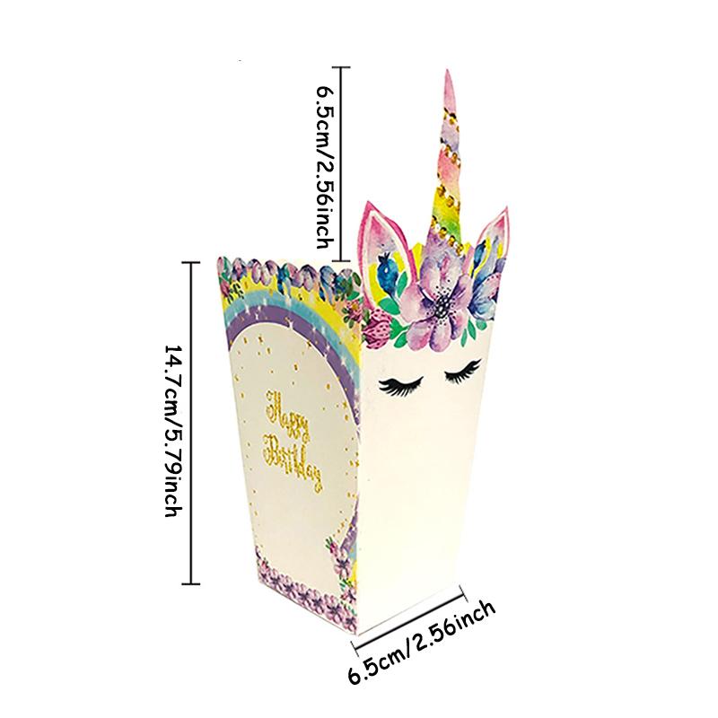 6 шт. Коробки для попкорна в виде хвоста русалки, единорога, медведя, для детского дня рождения, вечеринки в стиле «Русалочки», бумажная подарочная коробка, принадлежности для украшения детского праздника