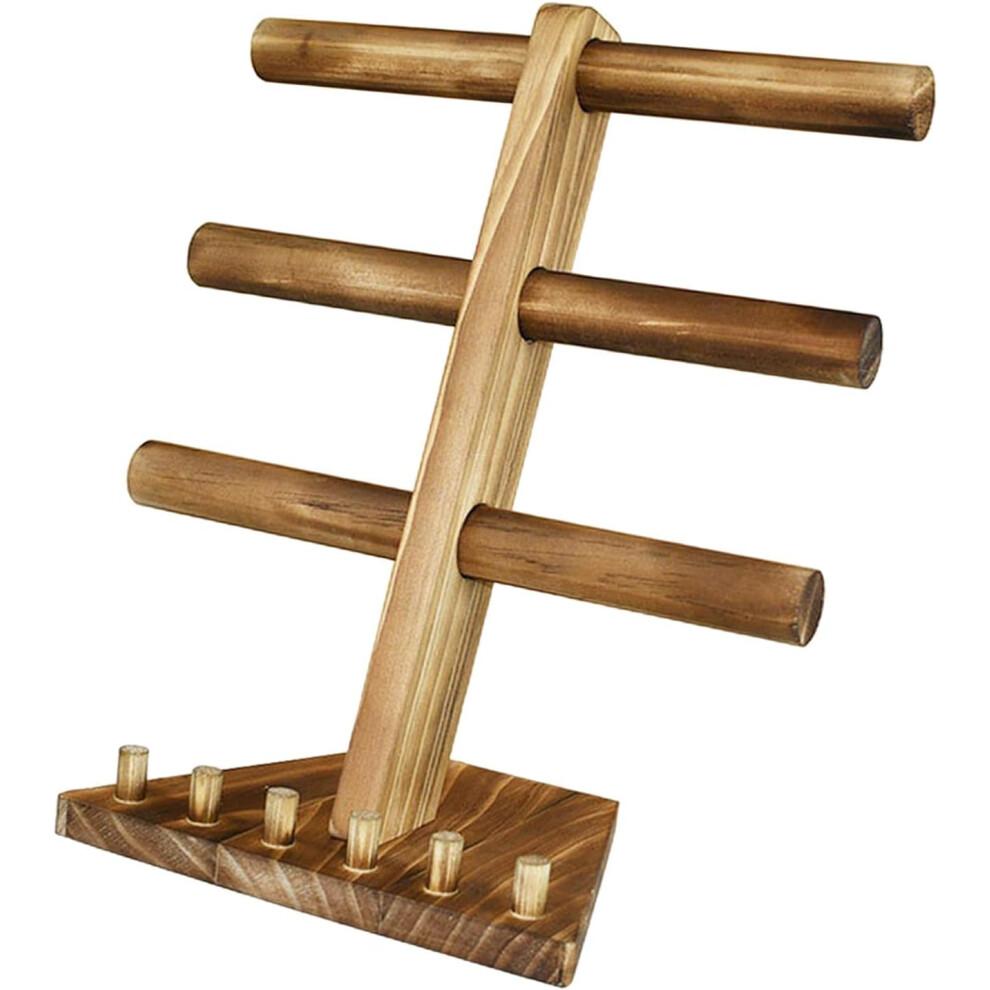Jewellery Stand for Home Organisation, 3 Accessory Holder, Wooden Table Top Bracelet and Watch Storage Organizer, Style B