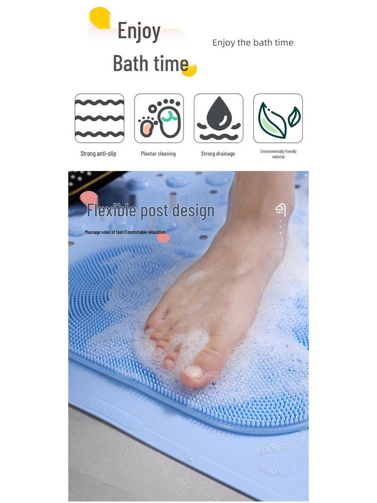 Экологичный Нескользящий Водонепроницаемый Коврик для Ванной, Массажный Коврик Однотонный