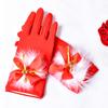 Рождественские бархатные белые и красные меховые перчатки с полным пальцем, праздничные перчатки с манжетами, нарядное платье